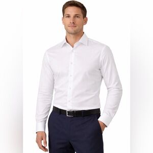 Bar III White Dress Shirt Slim Fit Stretch L 16–16.5 34–35(A215)